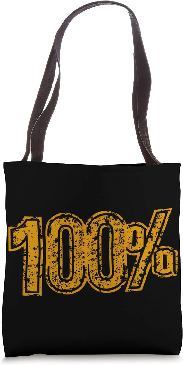 100% Bold Percentage Graphic Grunge Style Illustration Tote Bag