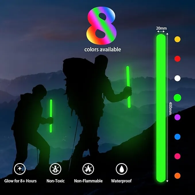 16 Inch Industry Grade Glow Sticks Bulk 5 PCS Bright Jumbo Light Sticks Glow in The Dark Emergency Huge Glow Sticks for Camping,Hiking,Hurricane, Earthquake, Survival Kit Accessories