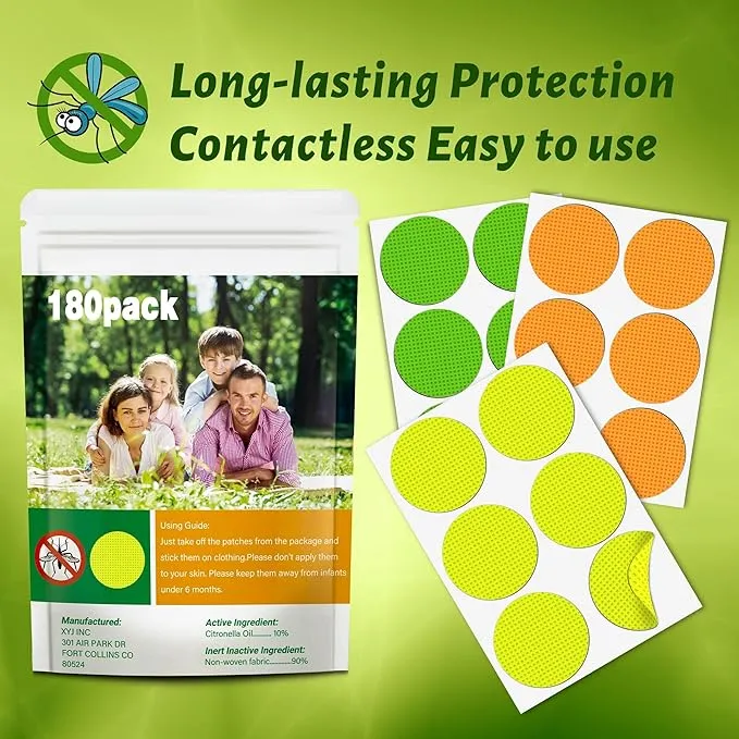 180Pack Mosquito Repellent Patches for Kids, Natural DEET Free Citronella Mosquito Stickers for Adult-Colorful