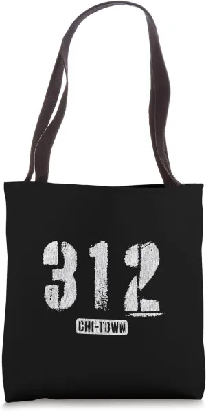 312 Chi-Town Chicago IL Rough Stencil Design With Details Tote Bag
