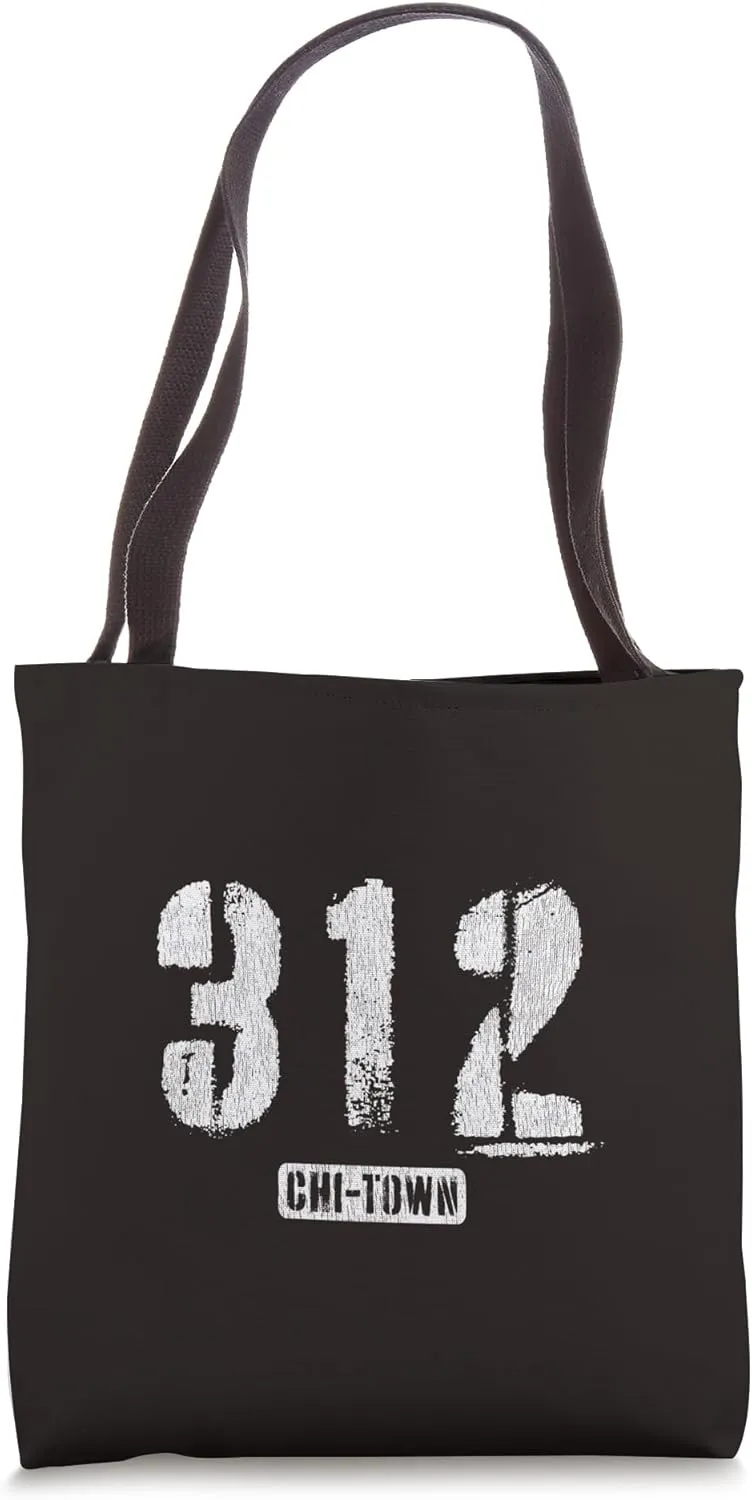 312 Chi-Town Chicago IL Rough Stencil Design With Details Tote Bag