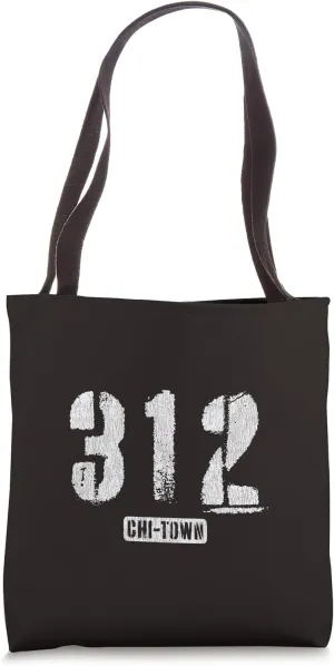 312 Chi-Town Chicago IL Rough Stencil Design With Details Tote Bag