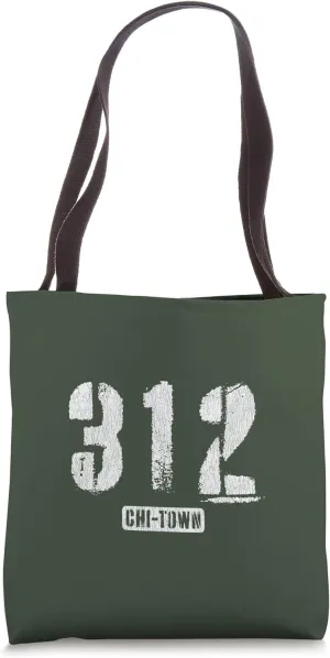 312 Chi-Town Chicago IL Rough Stencil Design With Details Tote Bag
