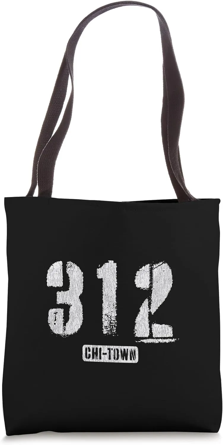 312 Chi-Town Chicago IL Rough Stencil Design With Details Tote Bag