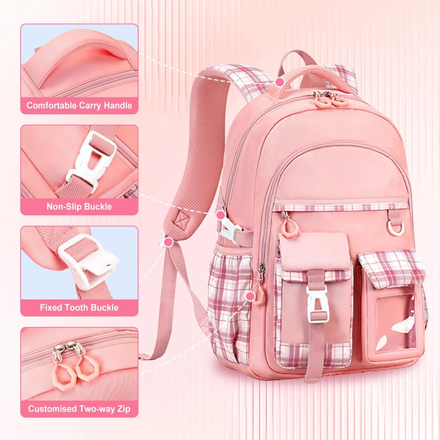 3PCS Kids Backpack Set Cute School Backpack for Girls, Kawaii Teen Laptop Bag Multipocket Daypack Lightweight Schoolbag, Large Capacity Double Shoulder Backpack for Primary Elementary School, Blue