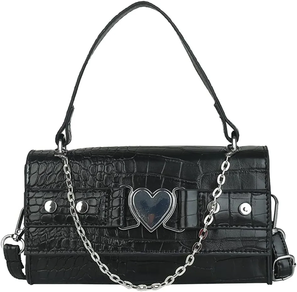 90s Trendy Purse Y2K Aesthetic Small Clutch Cute Hobo Mini Handbag with Crossbody Strap Gothic Punk Alt Egirl Grunge Bag