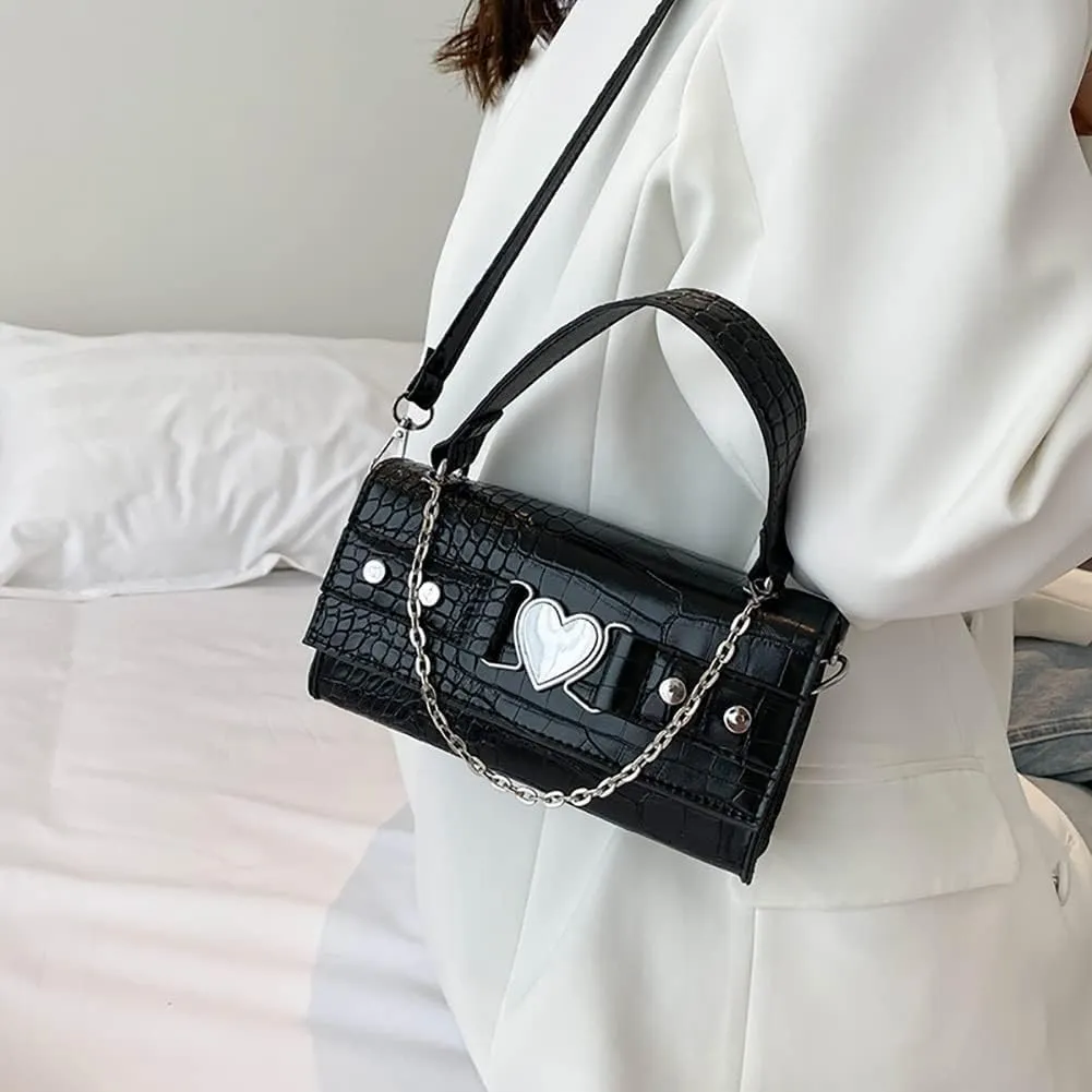 90s Trendy Purse Y2K Aesthetic Small Clutch Cute Hobo Mini Handbag with Crossbody Strap Gothic Punk Alt Egirl Grunge Bag