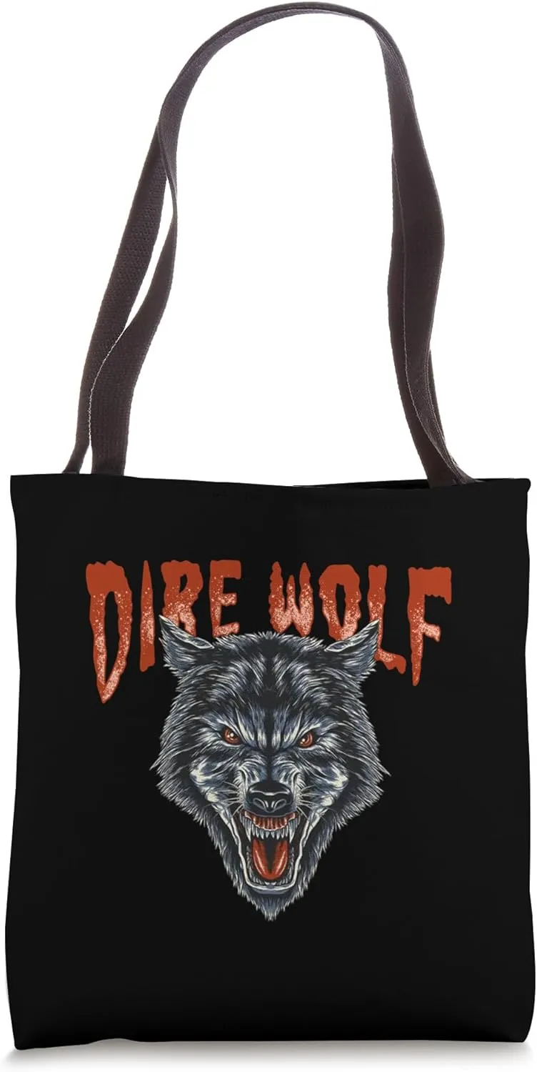 A Cool Dire Wolf Fantasy Creature Vintage Retro Rock Style Tote Bag