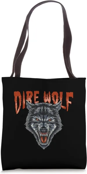 A Cool Dire Wolf Fantasy Creature Vintage Retro Rock Style Tote Bag