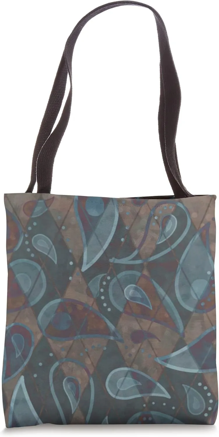 Abstract Bold Trendy Artistic Artsy Geometric Paisley Design Tote Bag