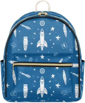 Abstraction Star Spaceship PU Leather Backpack Mini Backpack Purse for Women Small Bag with Adjustable Strap Fashionable Travel Bag Daypack
