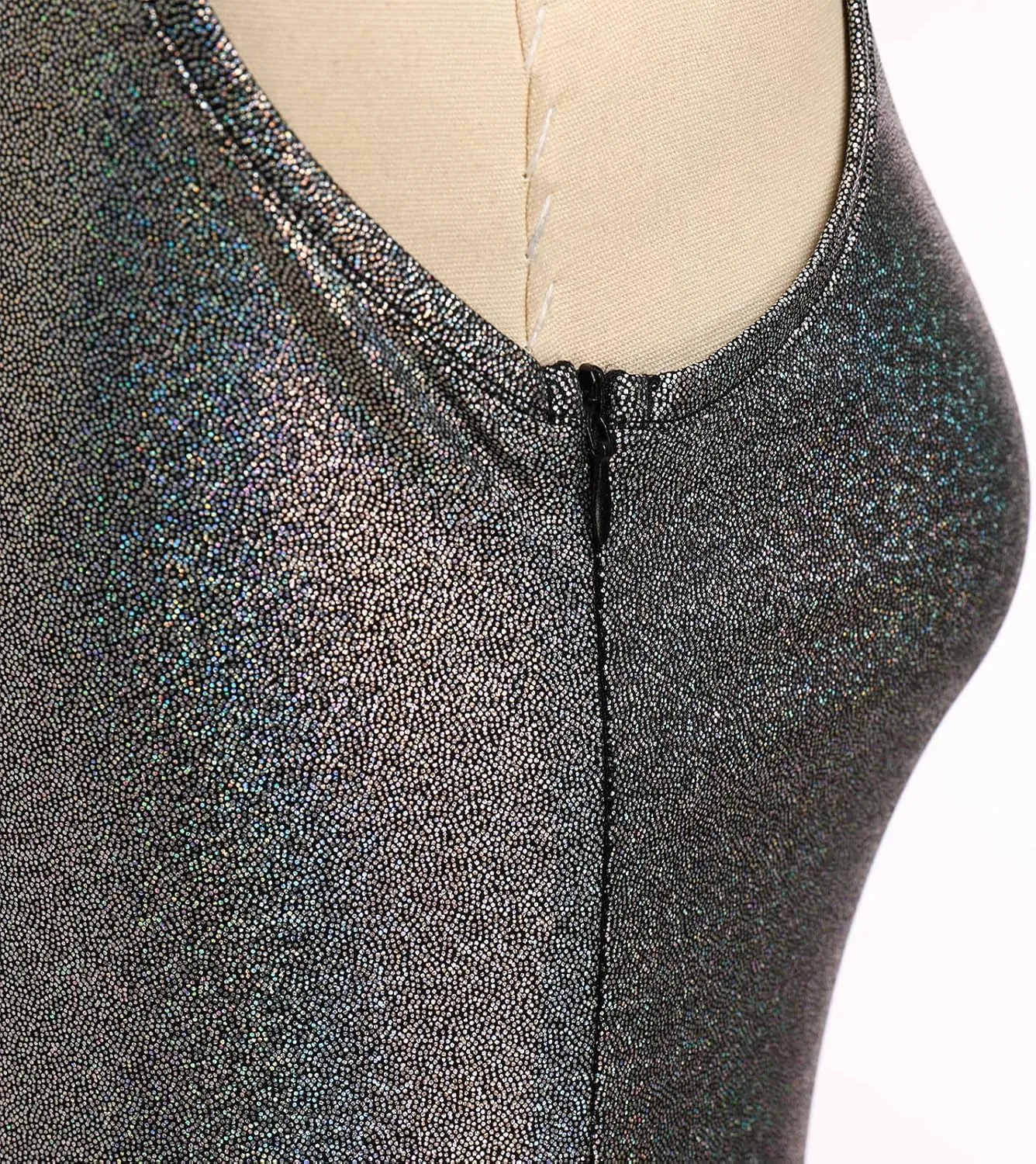 AFAVOM Women Metallic Sequin Praise Dance Dress Asymmetric Ruffle Overlay Dress Liturgical Lyrical Dancewear Worship Costume