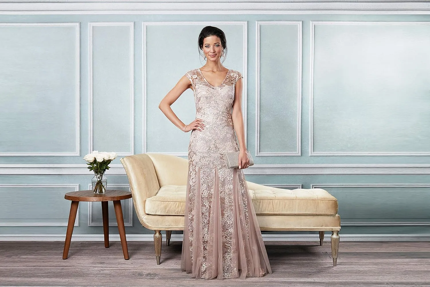 Alex Evenings Women's Long Fit and Flare Mother of The Bride Dress with Godet Detail (Petite and Regular Sizes)