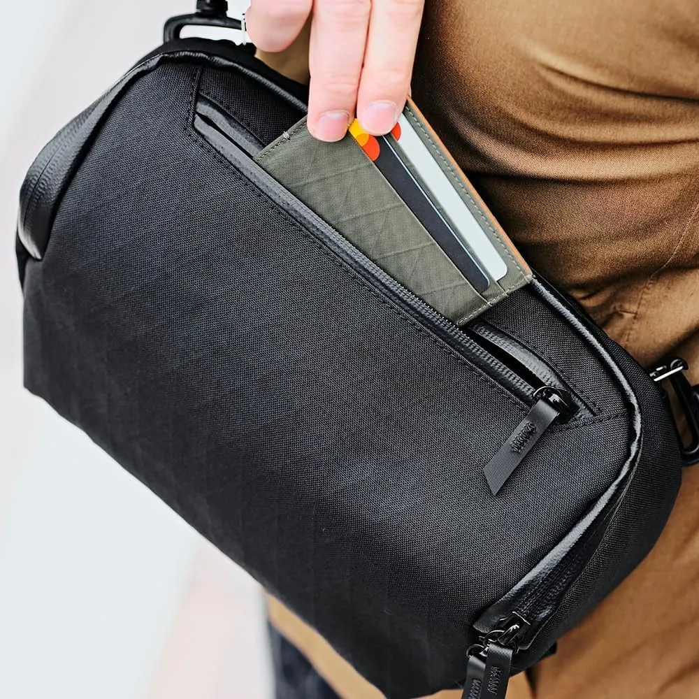ALPAKA Vertex Pouch - All-in-One Sling Bag, EDC Pouch, and Desk Caddy - Fits an iPad Mini, Headphones, and More - Weatherproof Axoflux Army Green 600D Fabric
