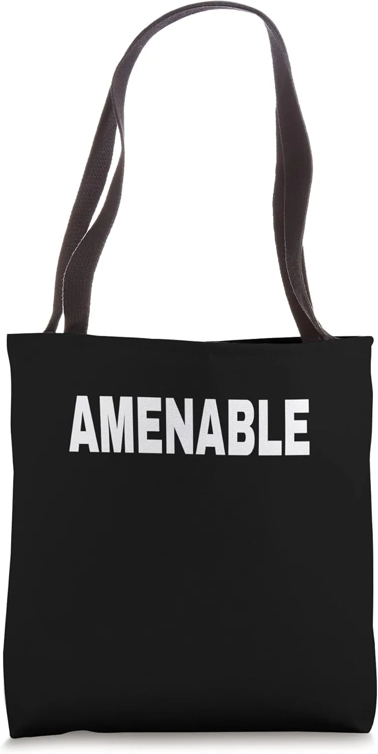 AMENABLE Mood Emotion Bold White Text Apparel Tote Bag