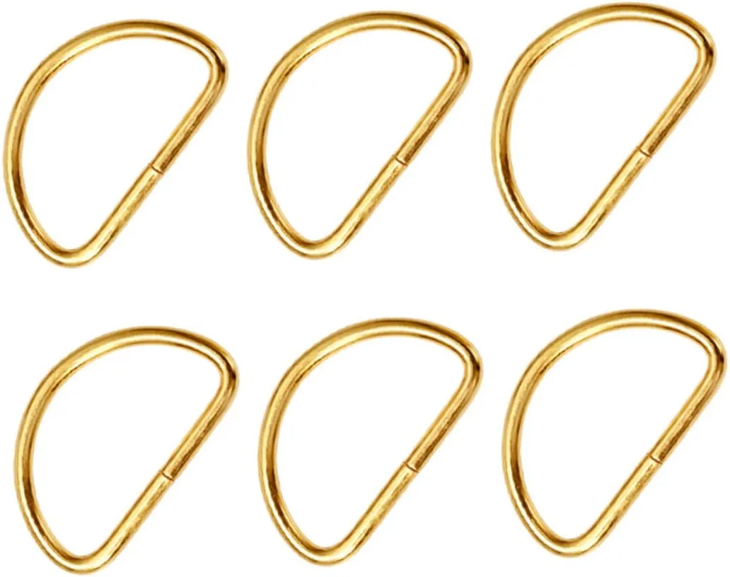 Angoily 20Pcs Golden D Ring Buckle Durable Semi D Rings for Handbags Belts Luggage and Crafts Easy to Install Accessories