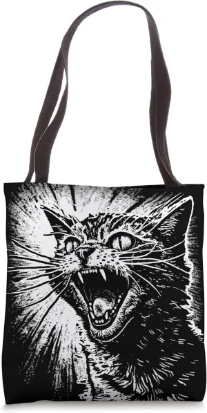Angry Aggressive Hissing Cat Ready To Attack Tote Bag