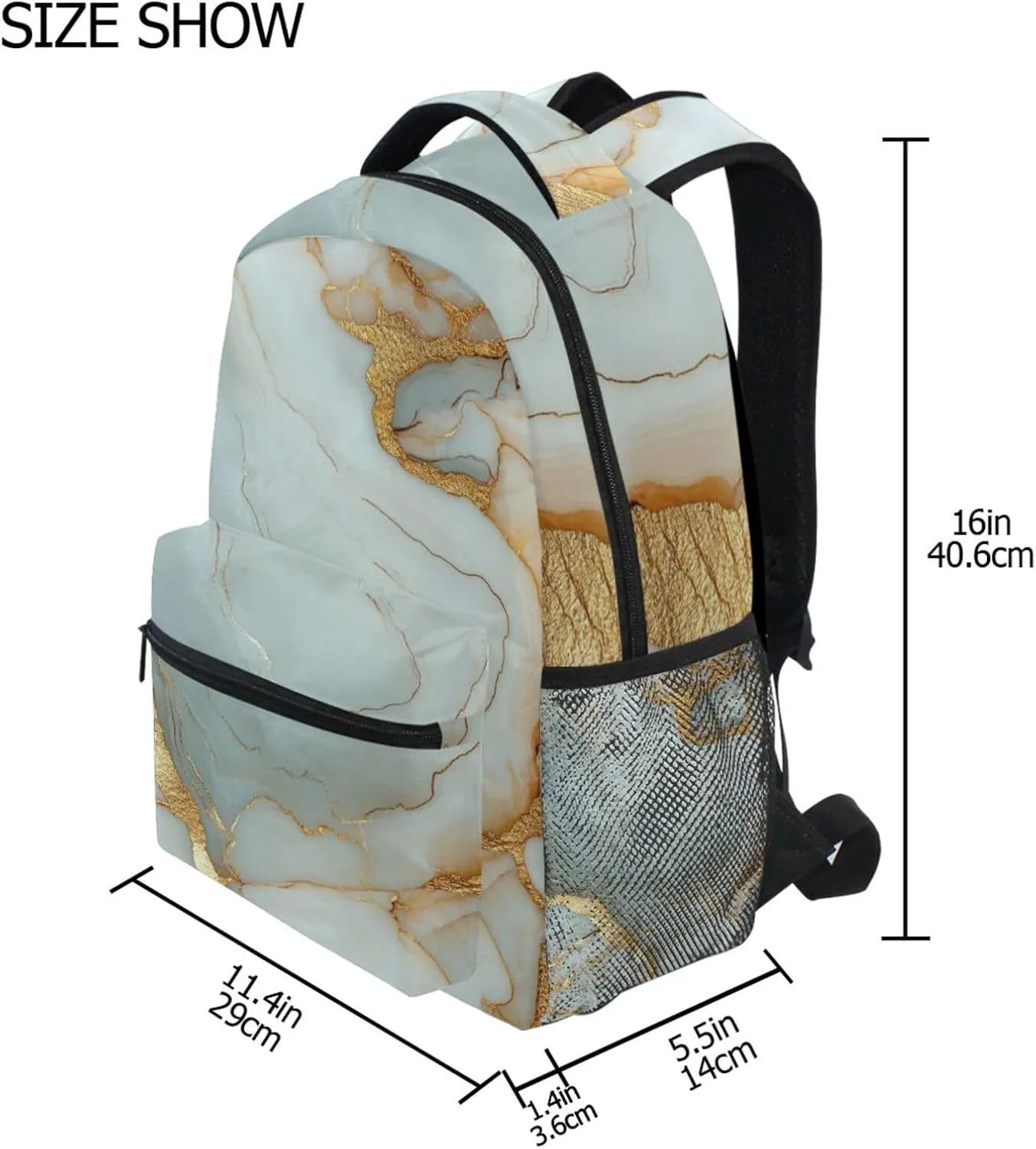 Backpacks for Men and Women Fashion Diaper Bag Backpack with Chest Strap Gift Men & Women Marble White White