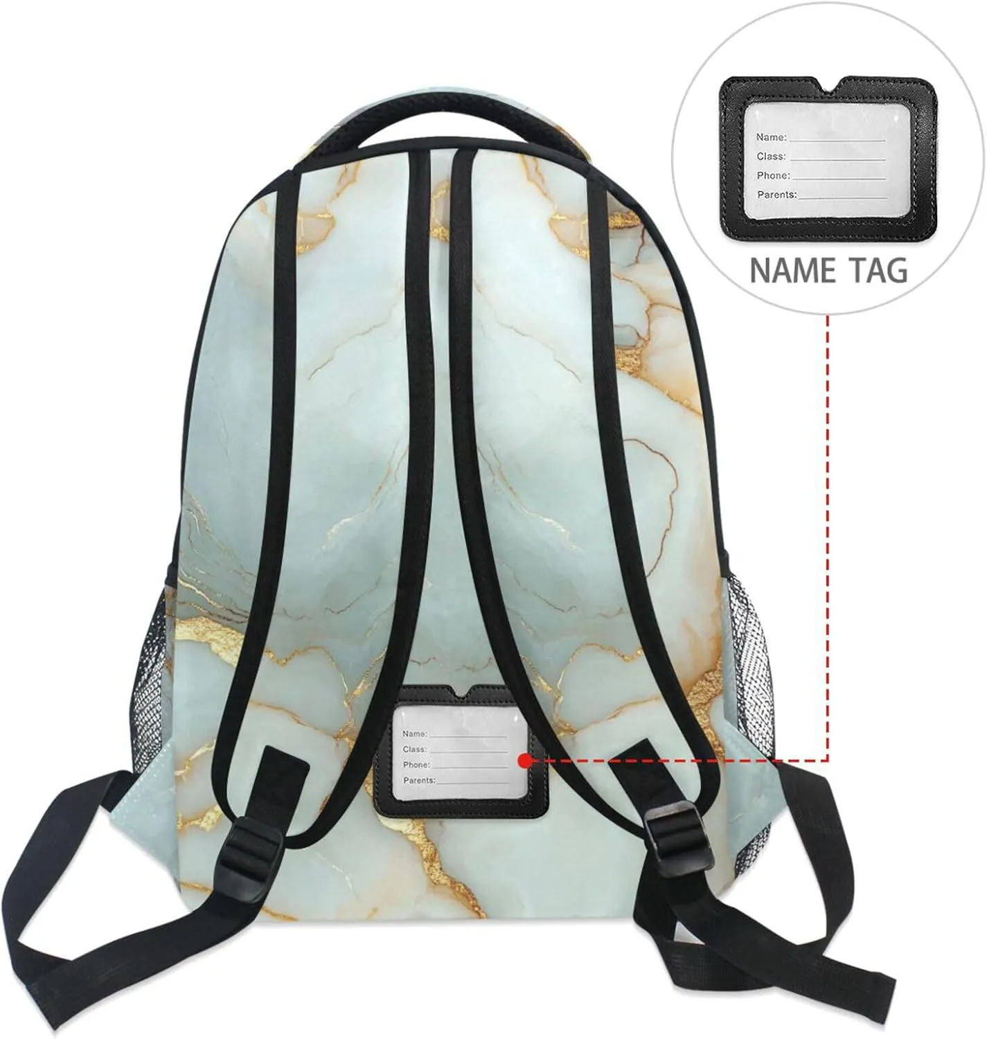 Backpacks for Men and Women Fashion Diaper Bag Backpack with Chest Strap Gift Men & Women Marble White White