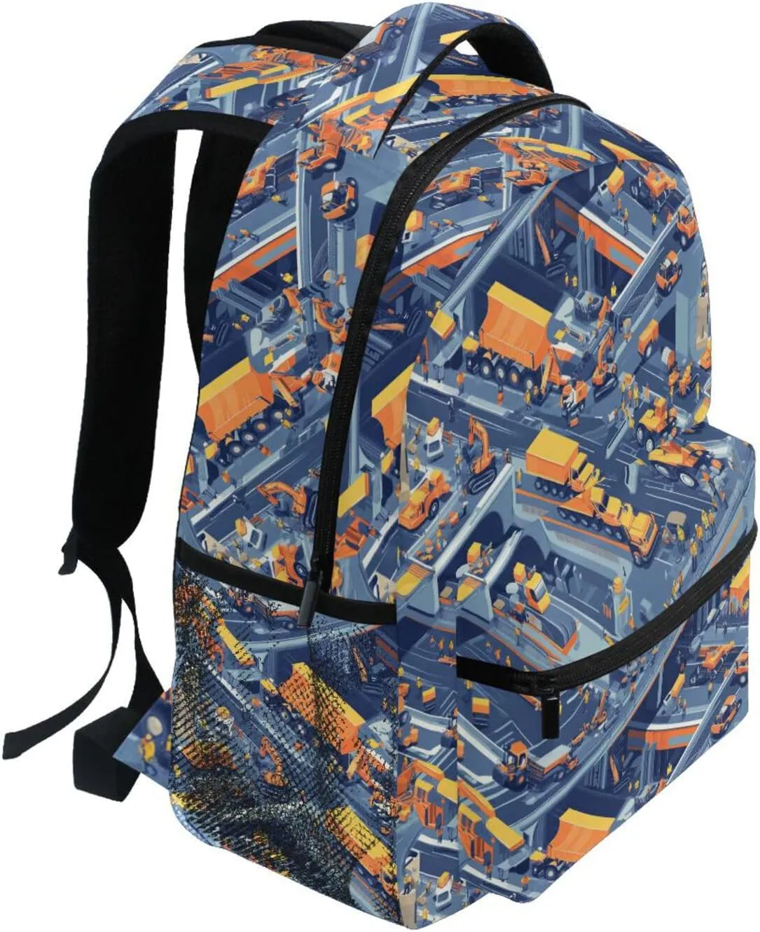 Backpacks for Men and Women Waterproof Backpack With Water Bottle Pocket with Chest Strap Gift Men & Women Construction Scene Concrete Mixer Truck