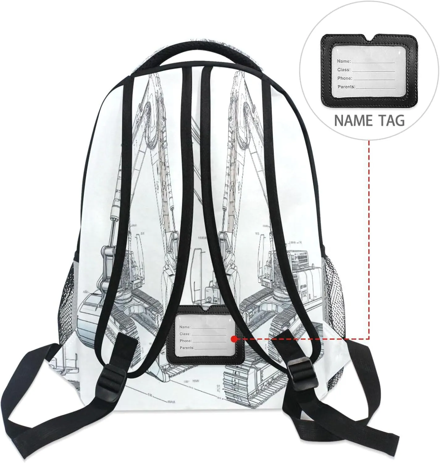 Backpacks for Men Women Waterproof Personal Backpack with Chest Strap for College Work Excavator
