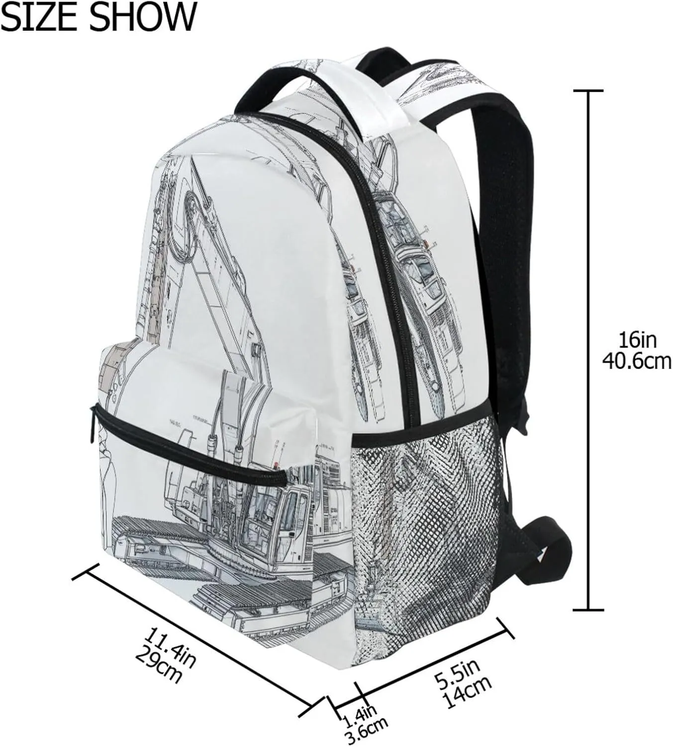 Backpacks for Men Women Waterproof Personal Backpack with Chest Strap for College Work Excavator