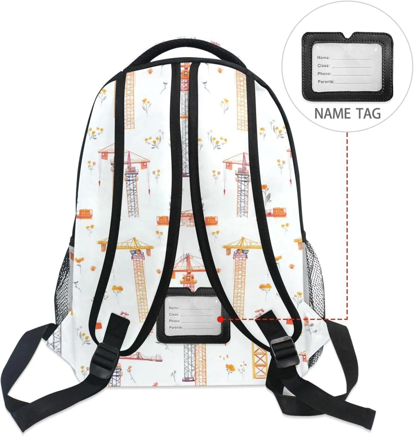 Backpacks for Teacher Nurse Waterproof Stylish Travel Bags with Chest Strap for Business Work College Travel Trip Cartoon Sweet Tower Crane