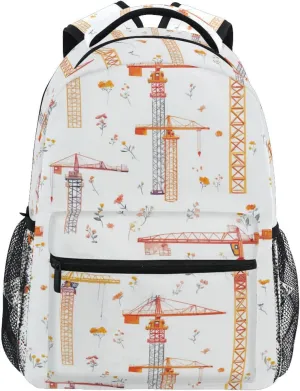 Backpacks for Teacher Nurse Waterproof Stylish Travel Bags with Chest Strap for Business Work College Travel Trip Cartoon Sweet Tower Crane
