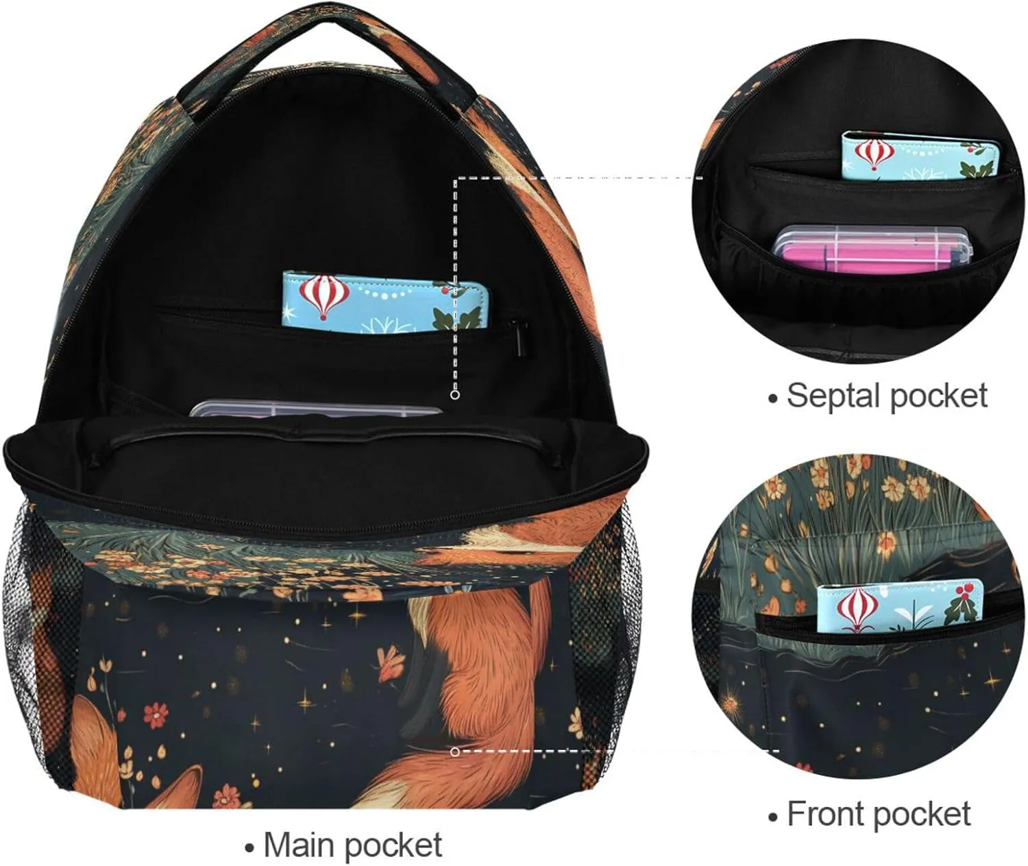 Backpacks for Teenager Fashion Travel Laptop Backpack with Chest Strap Gift Men & Women Cute Fox A River