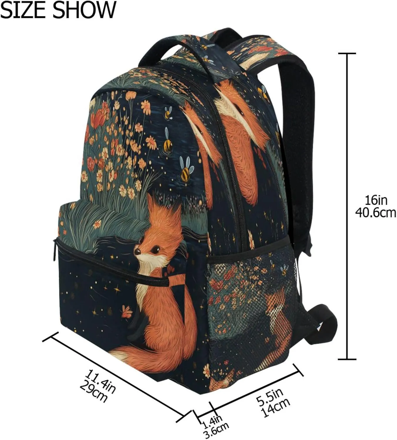 Backpacks for Teenager Fashion Travel Laptop Backpack with Chest Strap Gift Men & Women Cute Fox A River
