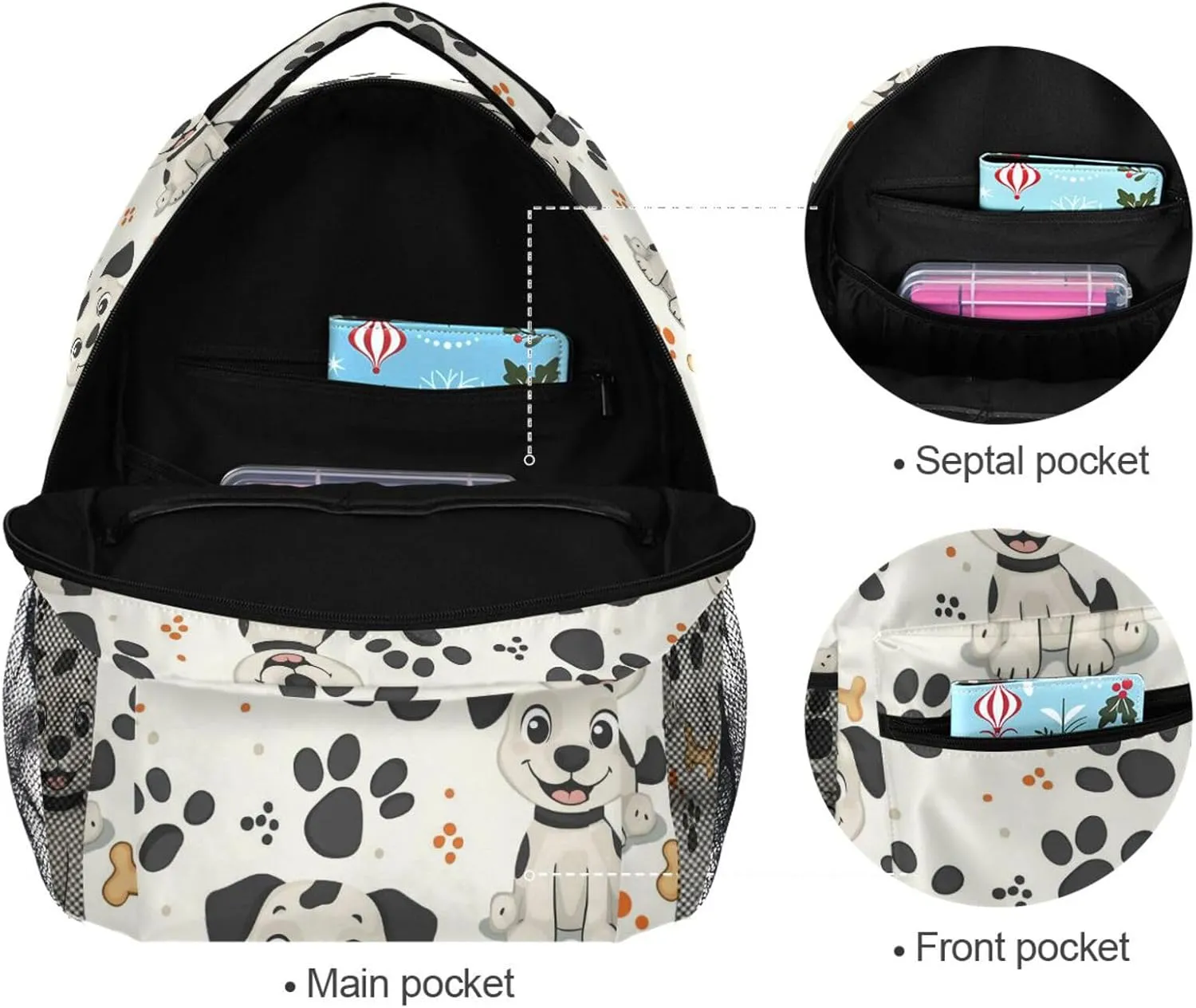 Backpacks for Teens Boys Girls Fashion Outdoor Backpack with Chest Strap for Business Work College Travel Trip Cute Cartoon Dogs Animal