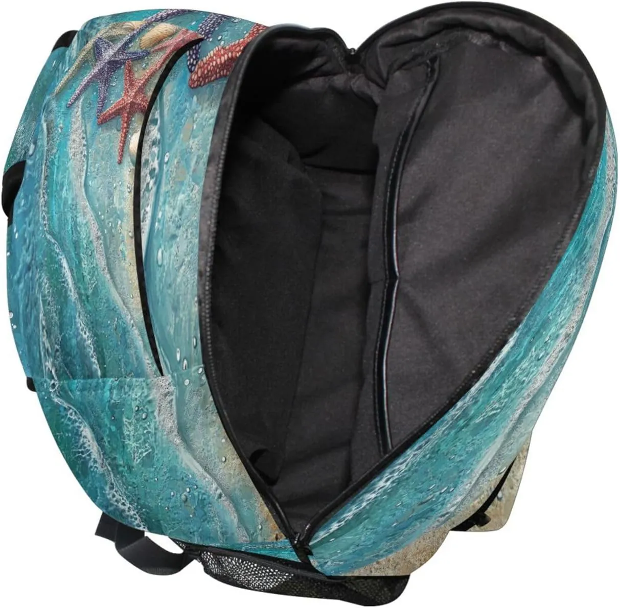 Backpacks for Unisex Adult Fashion Vintage Daypacks with Chest Strap Gift Men & Women Beach Starfish Shells Blue