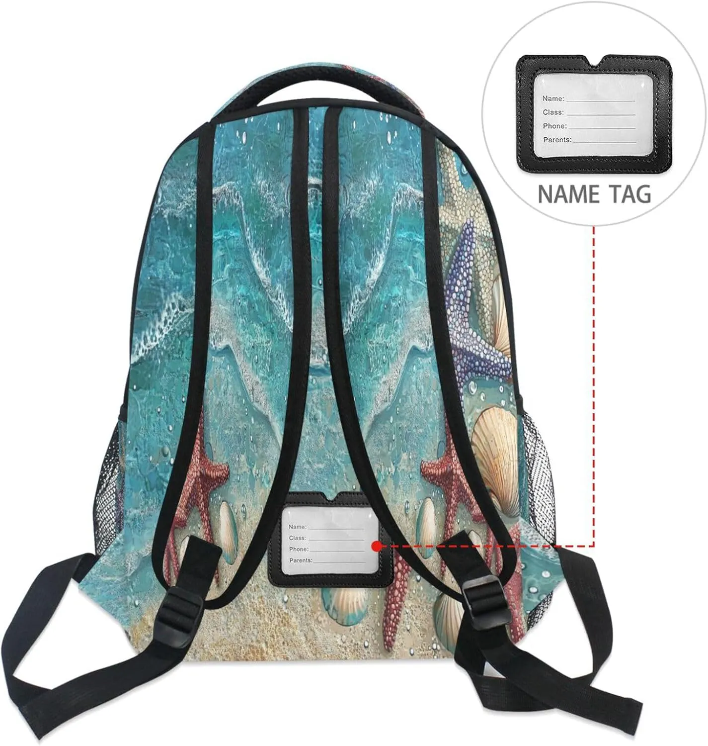 Backpacks for Unisex Adult Fashion Vintage Daypacks with Chest Strap Gift Men & Women Beach Starfish Shells Blue