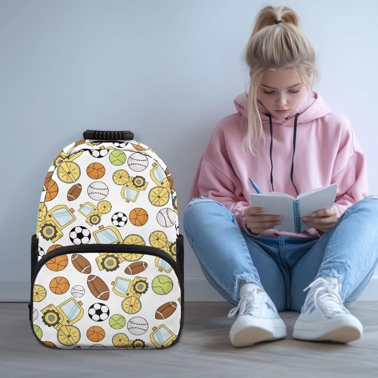 Ball Stitching Backpack with Adjustable Padded Shoulder Straps Popular Children Backpacks College Bag Computer Bagpacks for Laptops for College