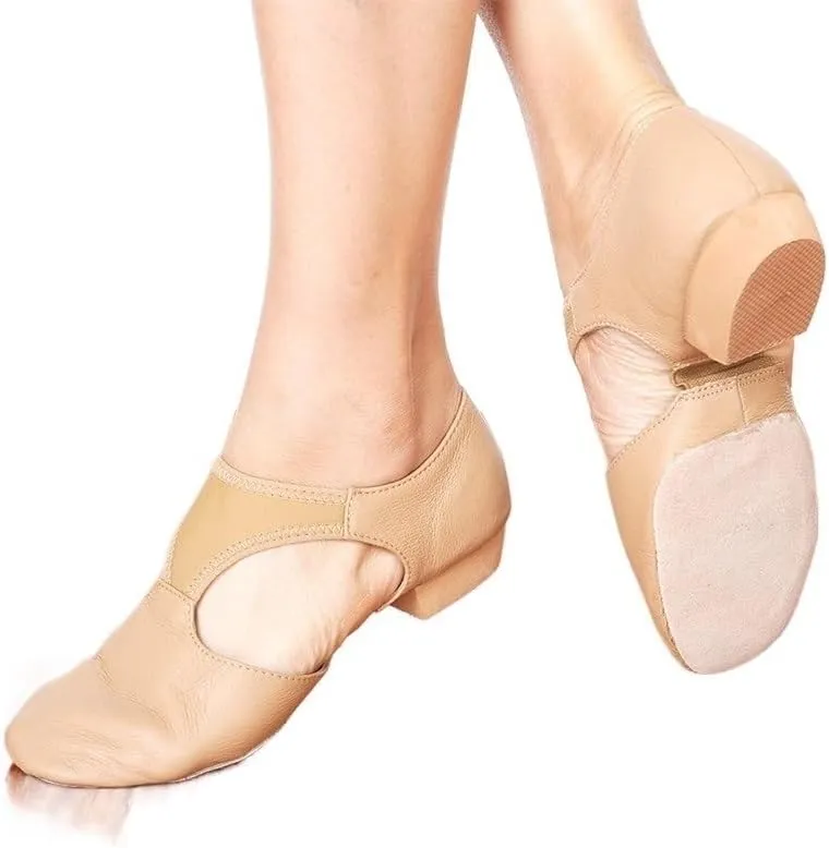Ballet Shoes Genuine Leather Stretch Arch Grecian Sandals Jazz Dance Shoes Women Ballet Jazzy Dancing Teacher Sneaker Sandals Excercise Gym Dance Shoes(Tan,38)