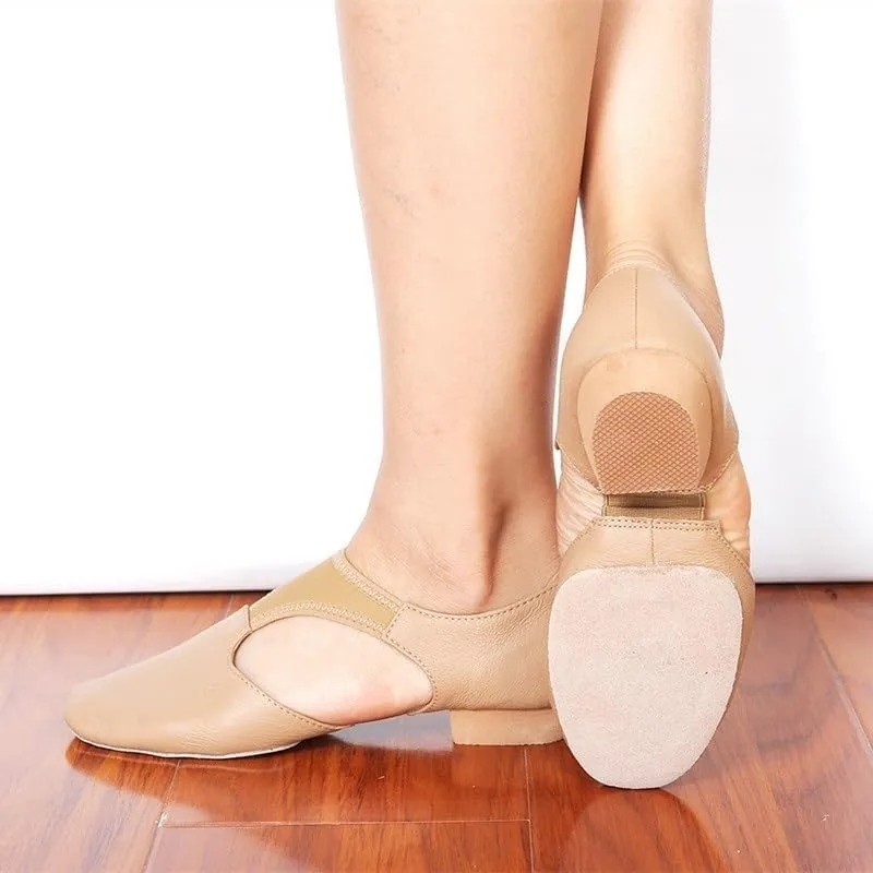 Ballet Shoes Genuine Leather Stretch Arch Grecian Sandals Jazz Dance Shoes Women Ballet Jazzy Dancing Teacher Sneaker Sandals Excercise Gym Dance Shoes(Tan,38)