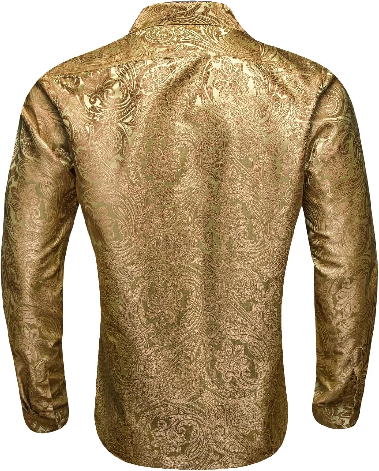 Barry.Wang Mens Western Shirts Silk Paisley Long Sleeve Button Down Dress Shirt Designer Mexico Cowboy Shirt Party Casual