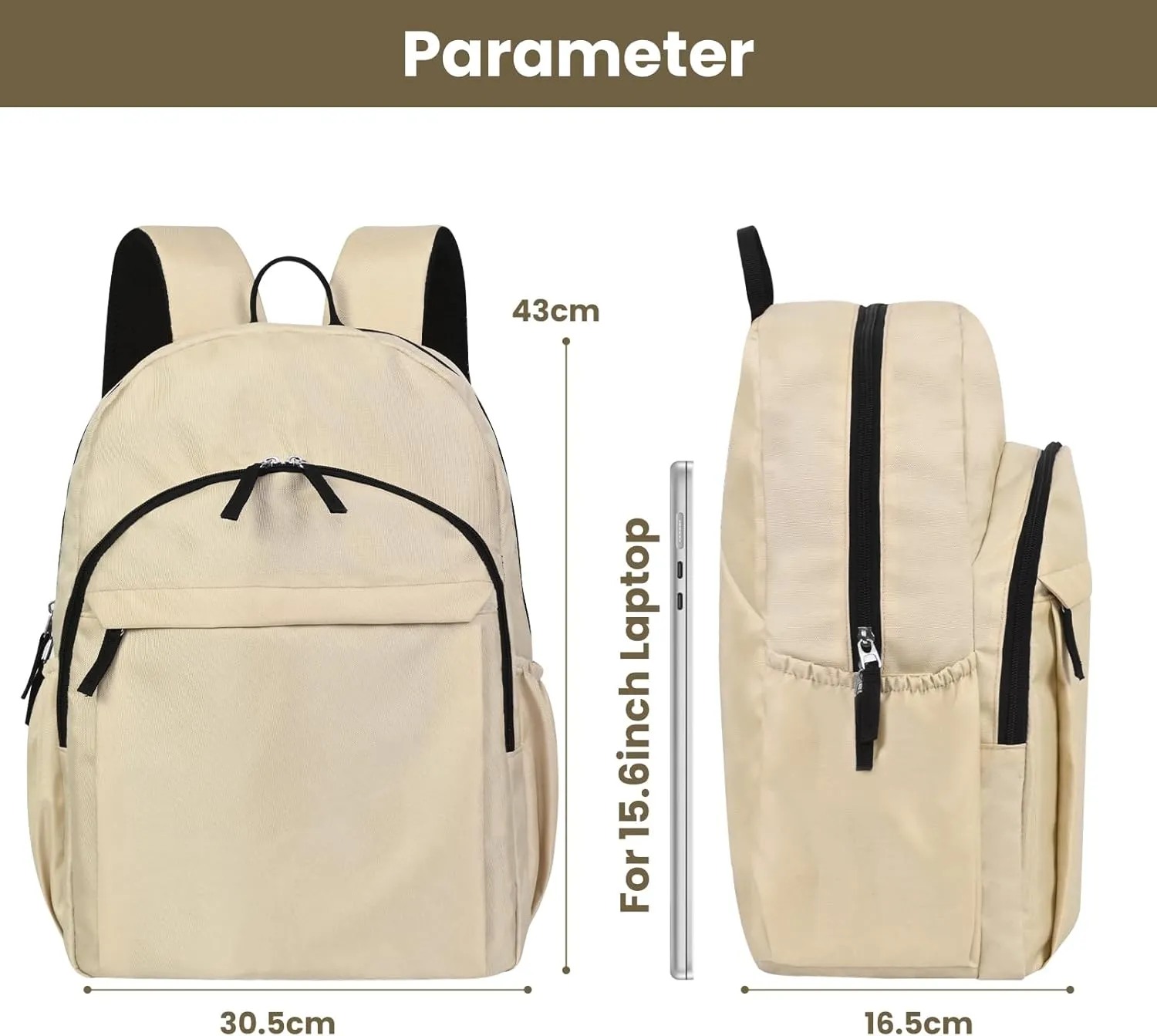 Basic Backpack for School, Water Resistant Bookbag for Girls, Travel Laptop Backpack, Work Backpack for Women, Backpack for College Students, Bookbag for High, Middle School
