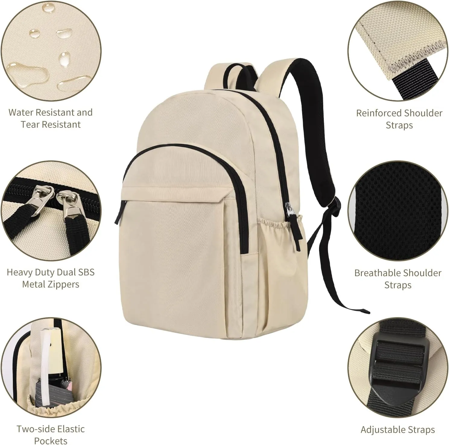 Basic Backpack for School, Water Resistant Bookbag for Girls, Travel Laptop Backpack, Work Backpack for Women, Backpack for College Students, Bookbag for High, Middle School