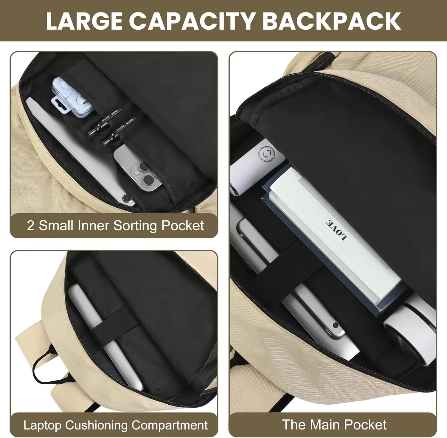 Basic Backpack for School, Water Resistant Bookbag for Girls, Travel Laptop Backpack, Work Backpack for Women, Backpack for College Students, Bookbag for High, Middle School