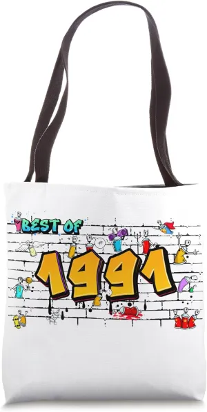 Best of 1991 Graffiti – 34 Years of Grunge Retro Edge Tote Bag