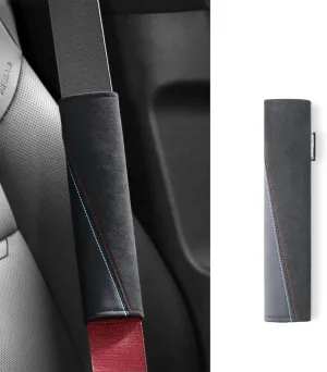 BETTERHUMZ Seat Belt Cover Pad M Color Compatible with BMW 1 2 3 4 X3 X4 Z4 X5 X6 X7 Series Car Seat Strap Pads Performance for Alcantara Neck Cushion Seatbelt Cover 1PCS (Cowhide)