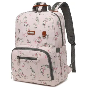 BILLITON MSHI Diaper Bag Backpack for Women Large Capacity Waterproof -Multifunctional with Insulated Pockets for Baby Girl Boy, Unisex Maternity Travel Bag-Flowers Pink