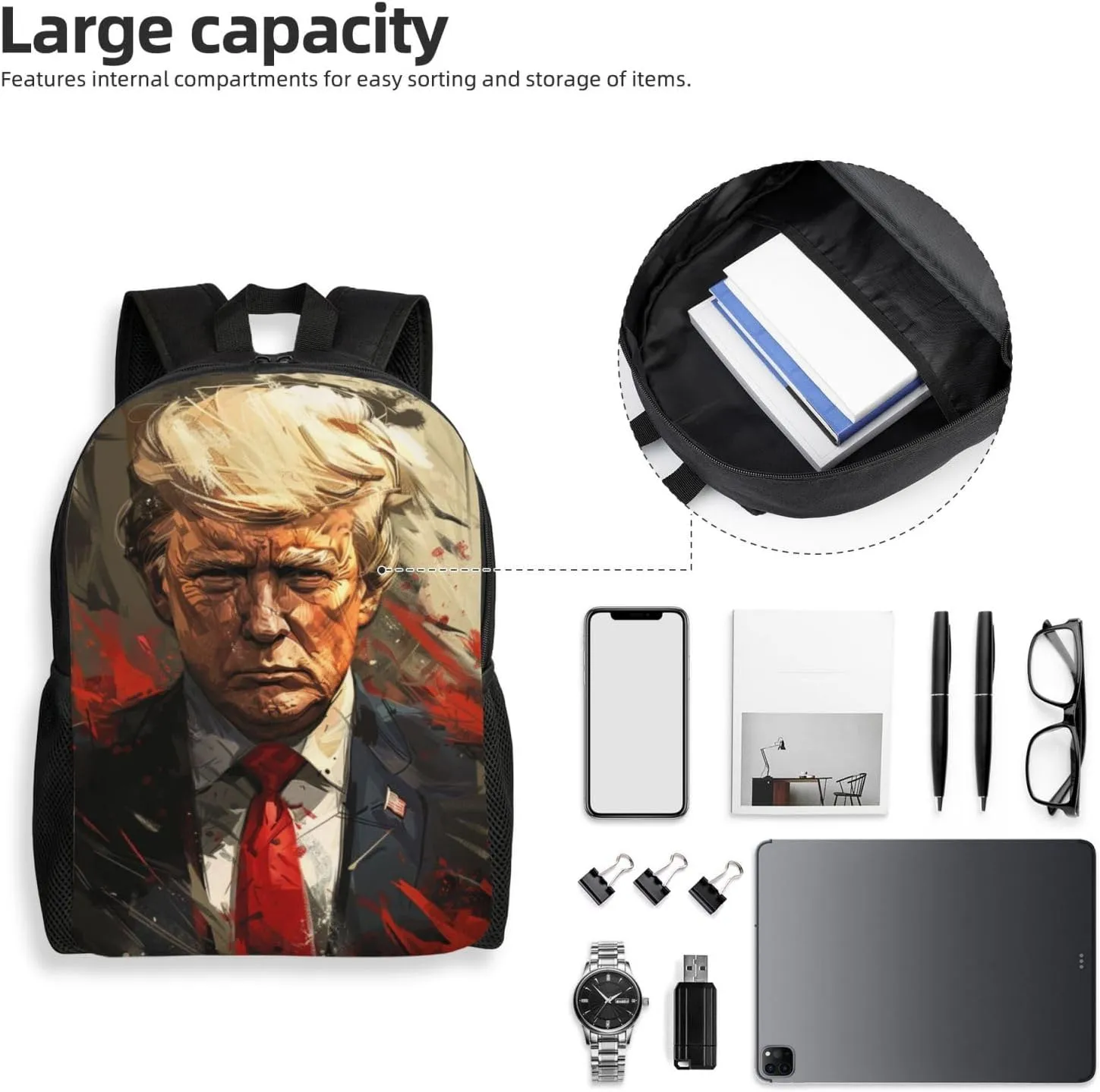 Blond Trump Backpack Waterproof Anti Theft Durable Light Laptop Bag Backpacks For Women Men Travel Gym Backpack
