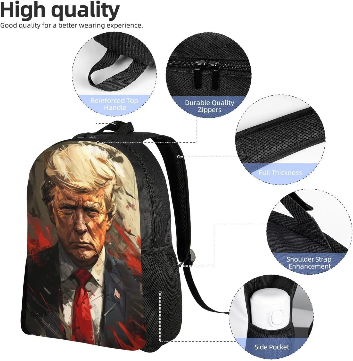 Blond Trump Backpack Waterproof Anti Theft Durable Light Laptop Bag Backpacks For Women Men Travel Gym Backpack