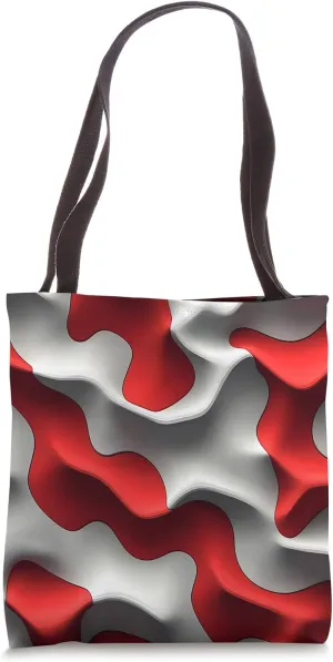 Bold 3D Red and White Pattern Tote Bag