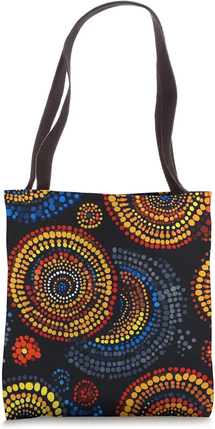 Bold Abstract Circular Pattern in Warm and Cool Hues Tote Bag
