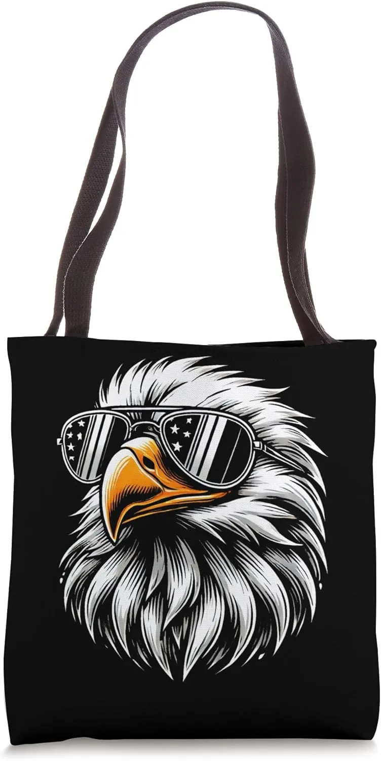 Bold and Fierce Eagle with Aviators Tote Bag