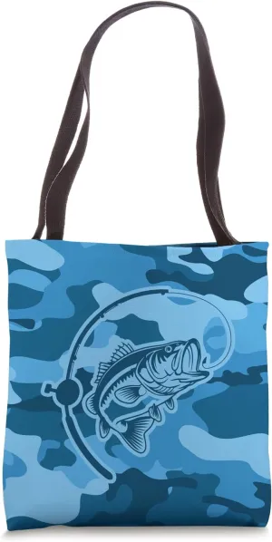 Bold Camouflage Fisherman Who Loves River Bass Camo Fishing Tote Bag