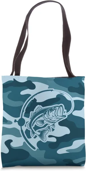Bold Camouflage for Anglers and River Fishermen Camo Fishing Tote Bag